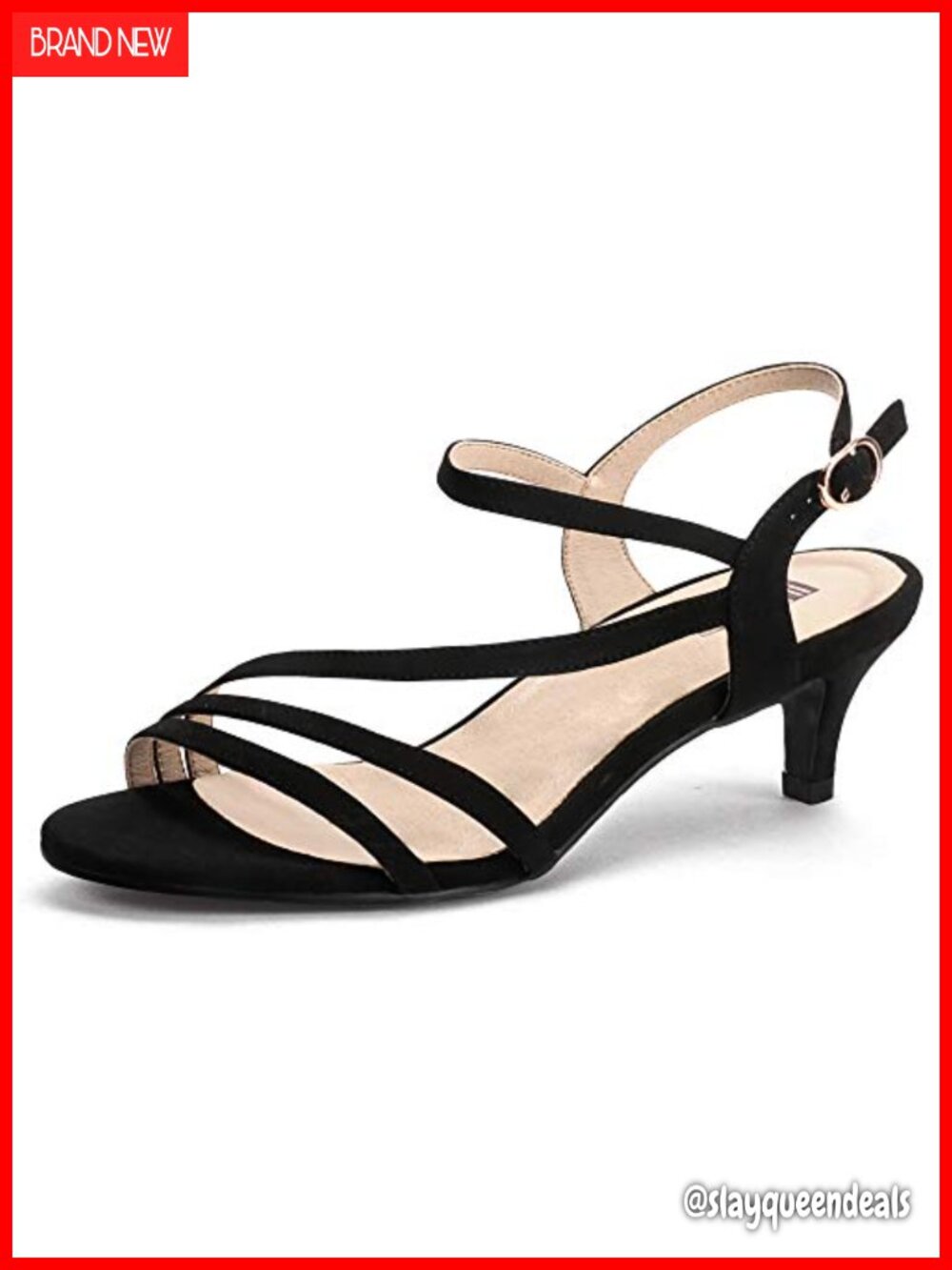 Dressy Strappy Kitten Heels Open Toe Slingback Sandals Comfortable Low Heel